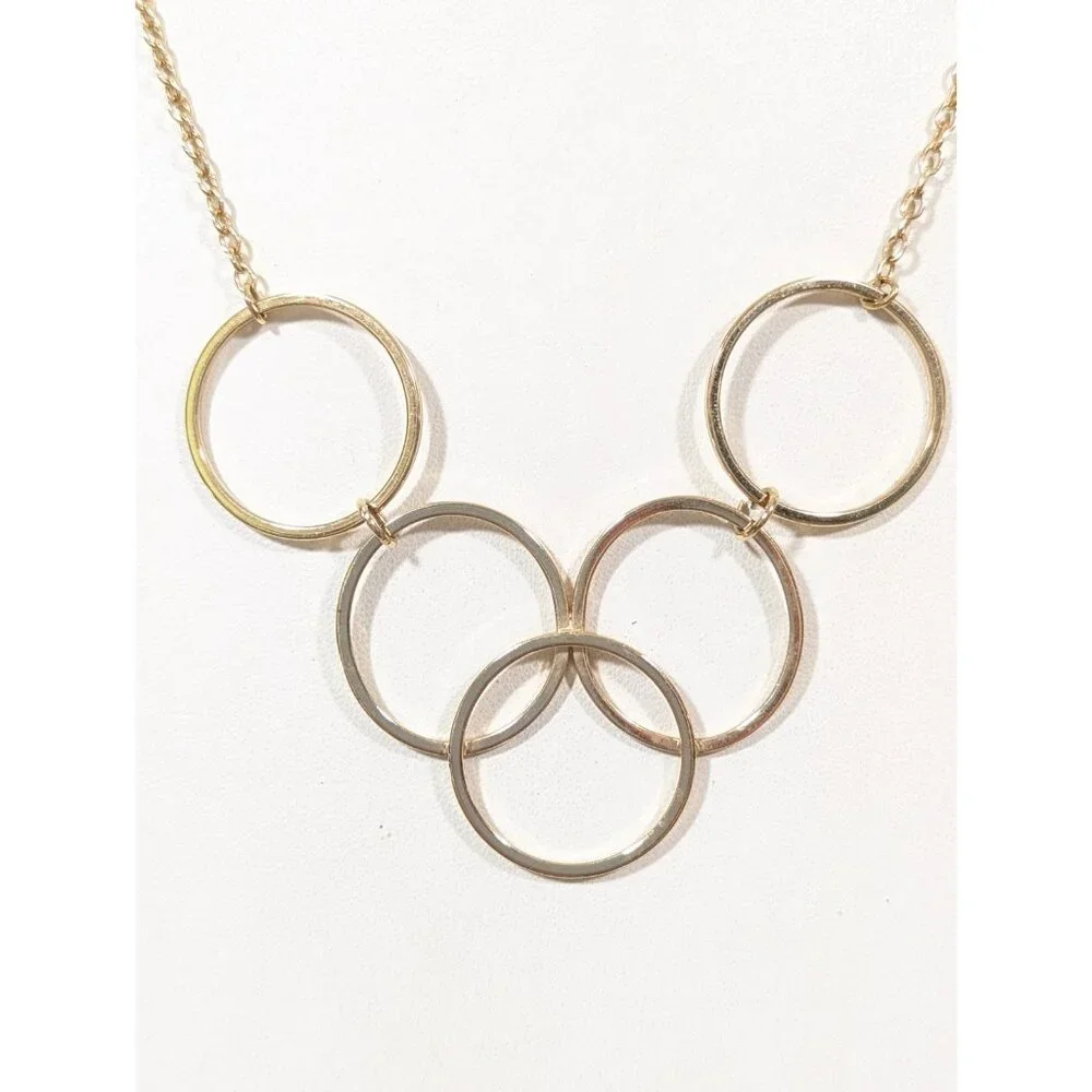 Vintage Avon Gilded Circles Necklace‎ Gold Tone Round Chain 70s Inspired 18 in